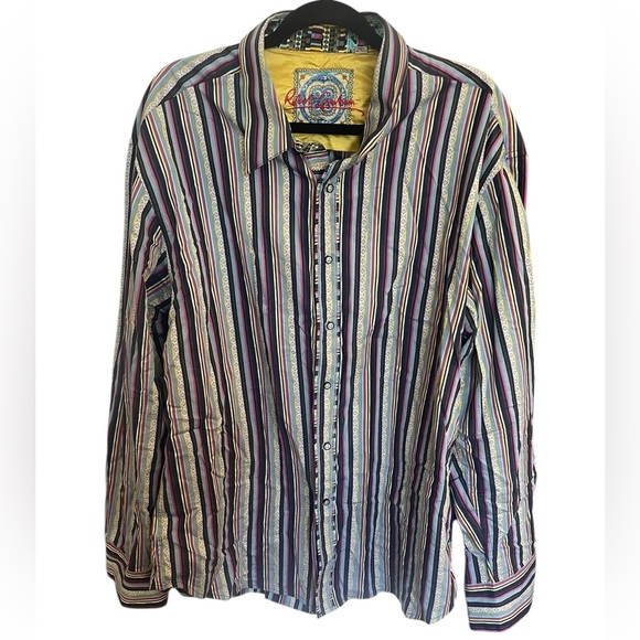 Vintage Robert Graham Multi Stripe Long Sleeve Button Down Shirt - Size 2XL - Picture 1 of 7